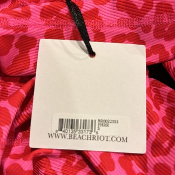 Beach Riot Women’s Pink with Red Animal Print Ribbed High Waisted Leggings - Picture 8 of 8